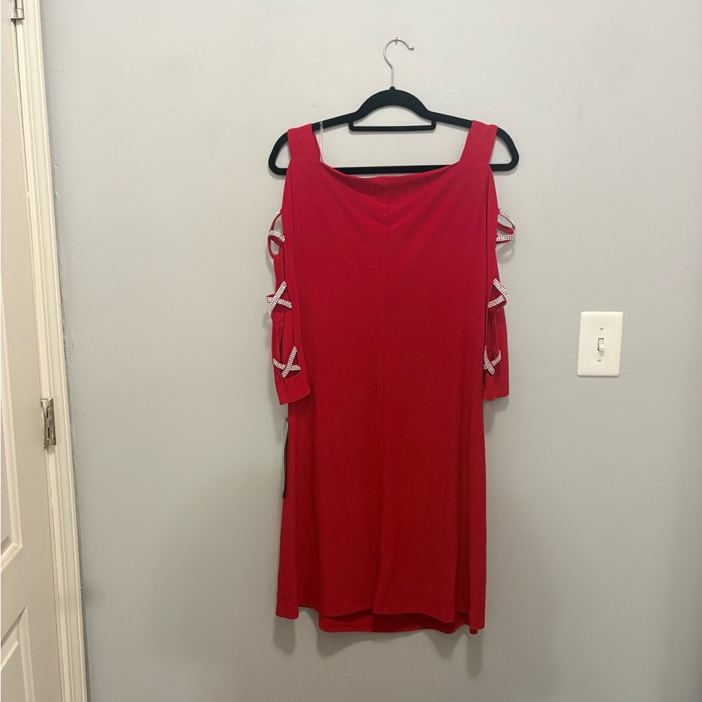 MSK Red Cold Shoulder Midi Dress - Picture 6 of 7